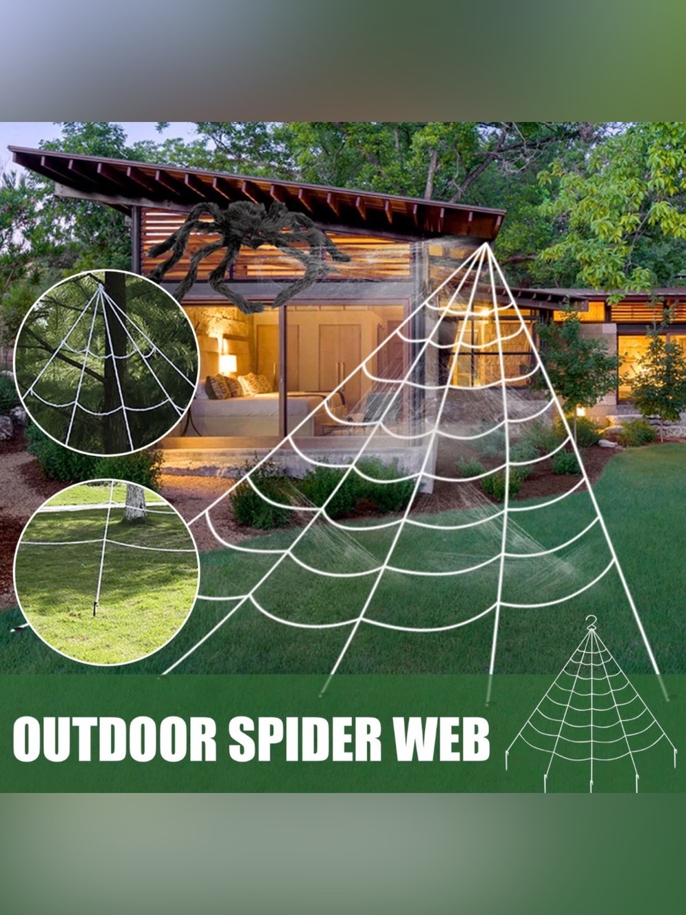 Indoor/Outdoor White Spider Web Halloween Decoration